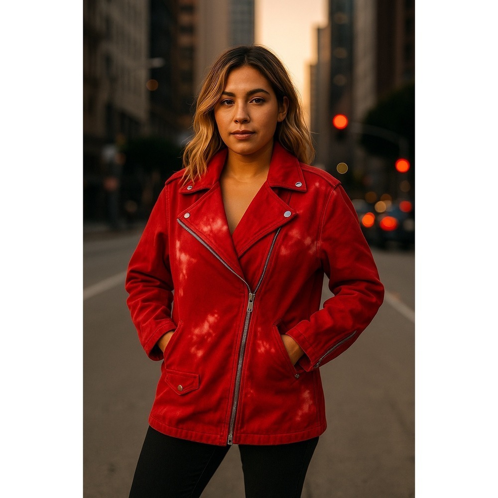 Isabel Marant Étoile Red Tie-Dye Moto Coat – Size Medium (US 8 / FR 40)